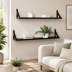 Floating Wall Shelves 2 pcs Black 80x15x15.5 cm