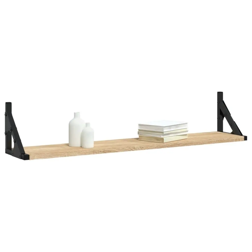 Wall Shelves Sonoma Oak 80x15x15.5 cm Engineered Wood Floating Storage 2 Piece