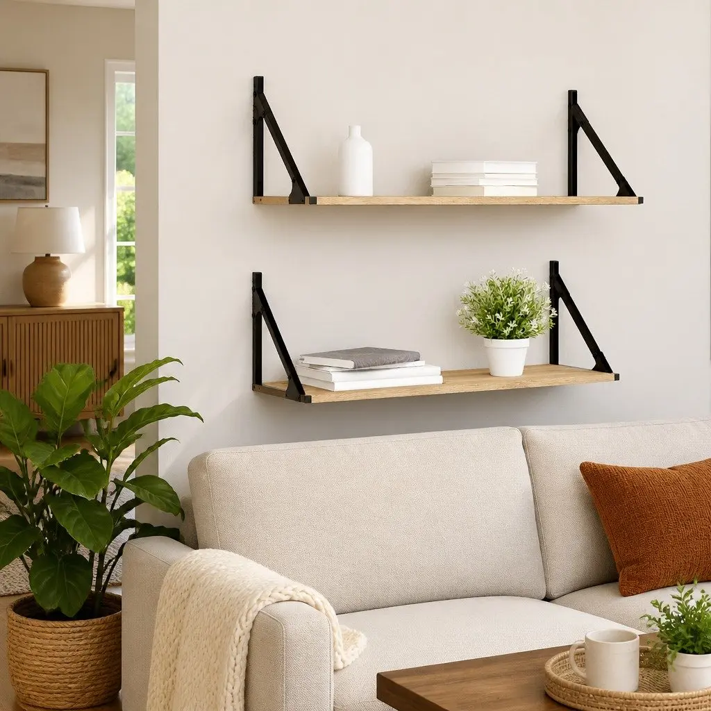 Wall Shelves Sonoma Oak Floating Display Storage Organiser Brown 2 Pieces Engineered Wood