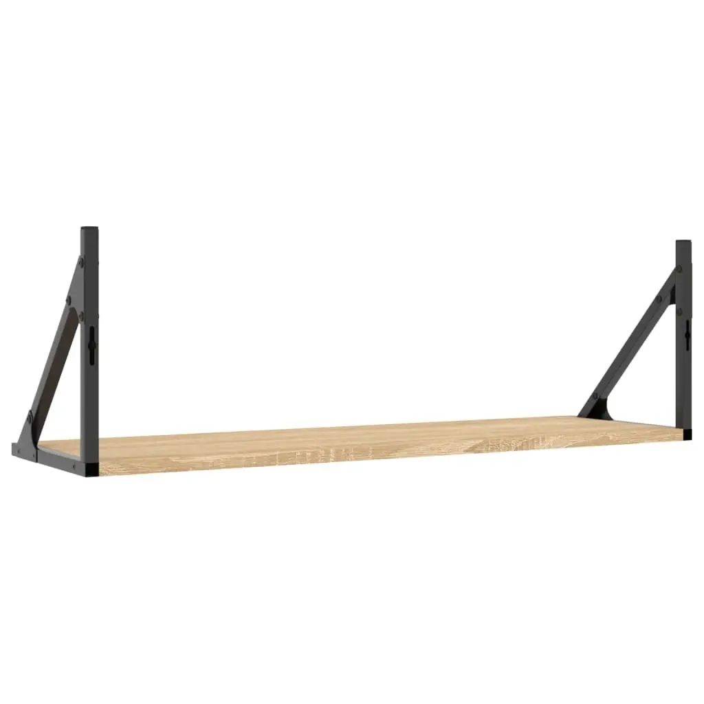 Wall Shelves Sonoma Oak Floating Display Storage Organiser Brown 2 Pieces Engineered Wood