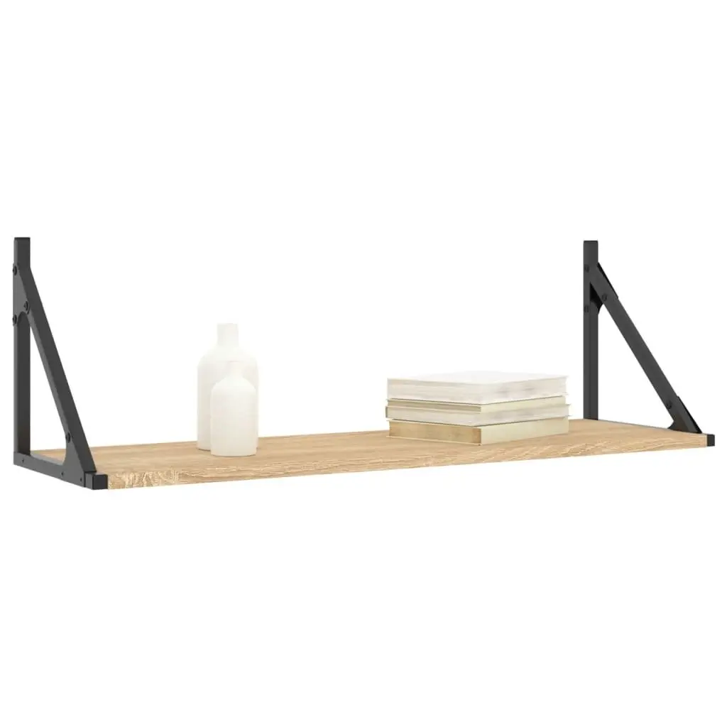 Wall Shelves Sonoma Oak Floating Display Storage Organiser Brown 2 Pieces Engineered Wood