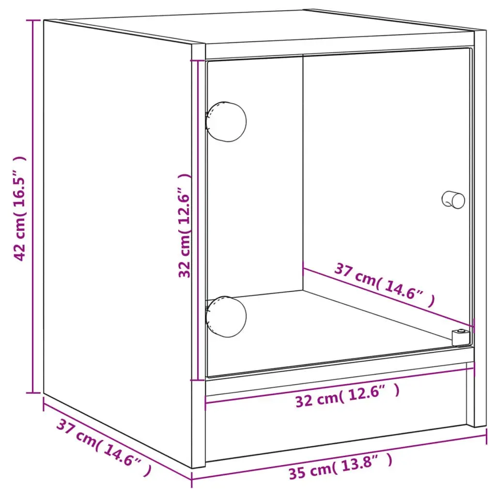 Bedside Cabinets with Glass Doors White 2 Piece Engineered Wood Storage Furniture