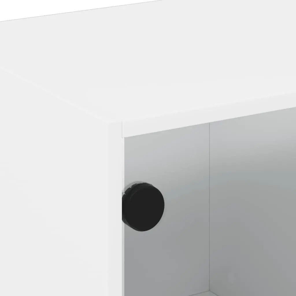 TV Cabinet White Engineered Wood Media Stand with Glass Doors 68 x 37 x 42 cm