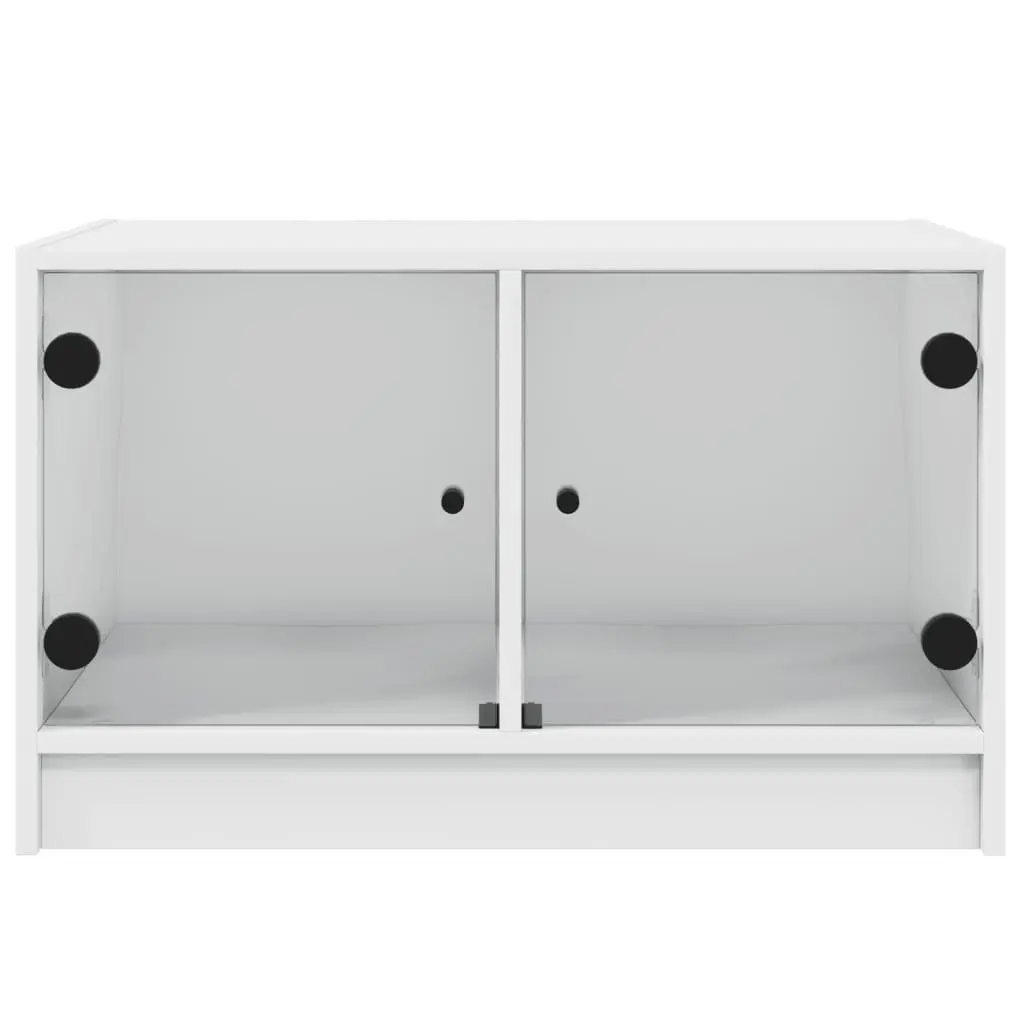 Coffee Table White 68x50x42cm Engineered Wood with Glass Doors