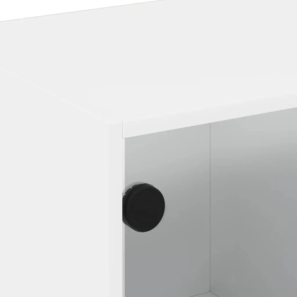Coffee Table White 68x50x42cm Engineered Wood with Glass Doors