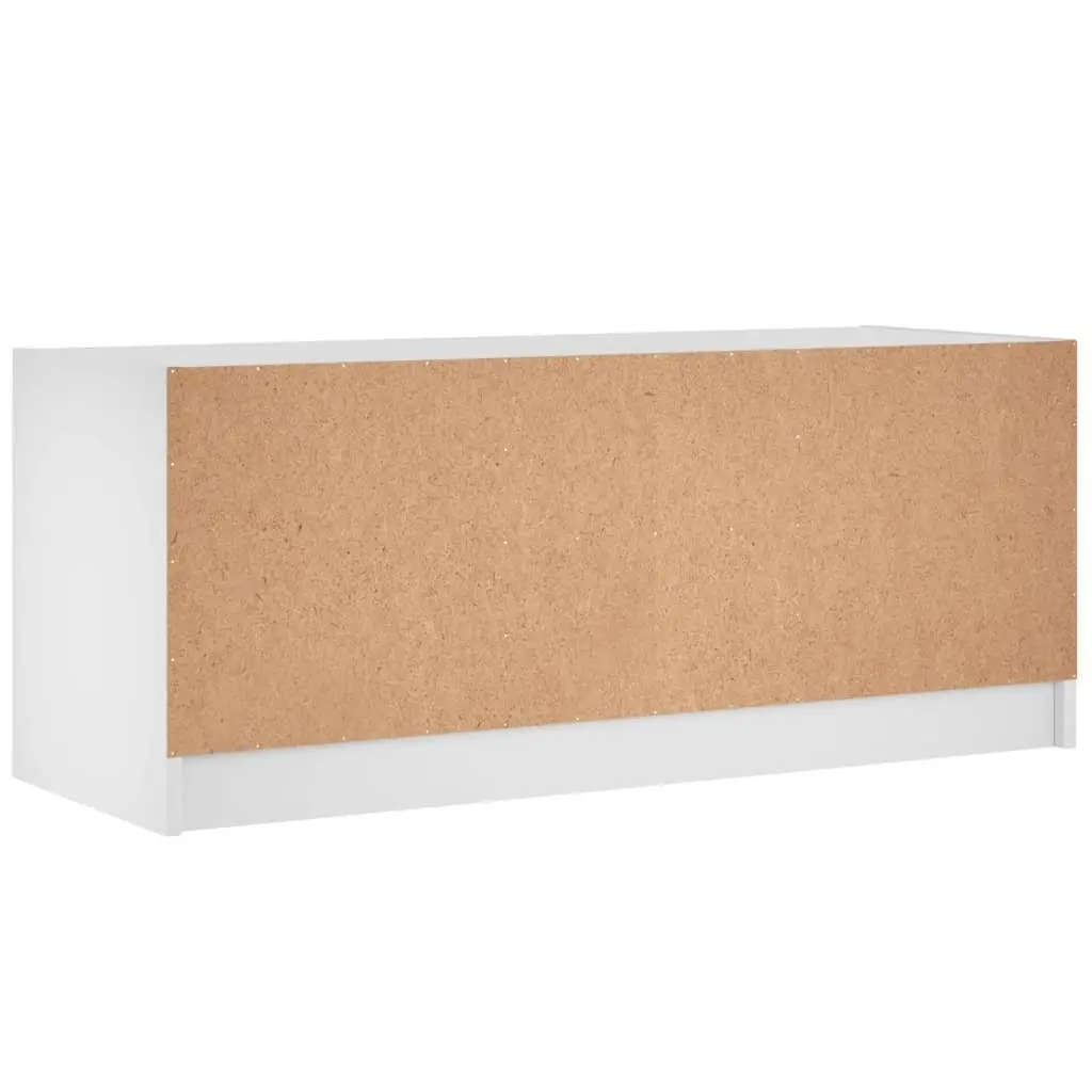 White Media Storage Unit with Glass Doors 102x37x42 cm