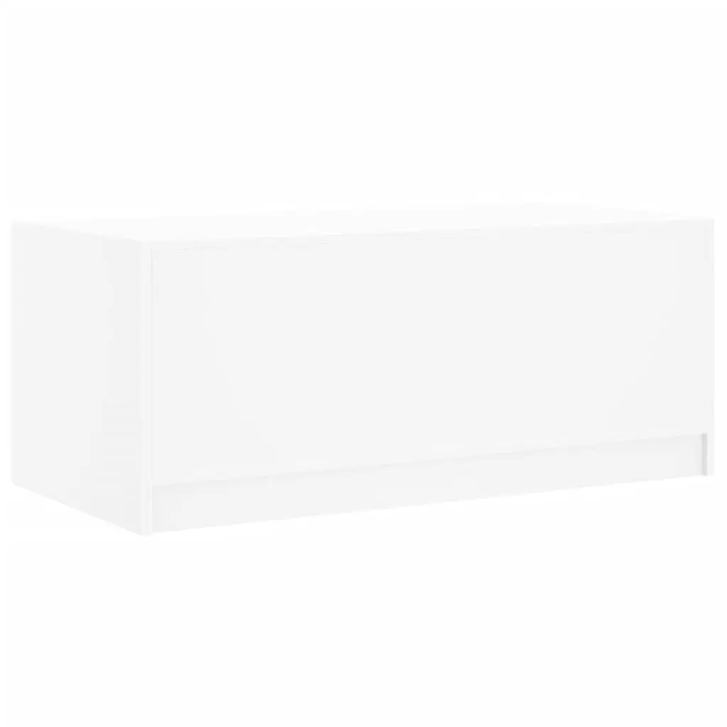 Coffee Table White Engineered Wood Glass Doors Storage Living Room 102L x 50W x 42H cm