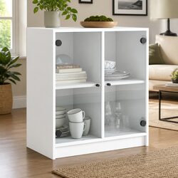 White Glass Door Side Cabinet for Stylish Storage