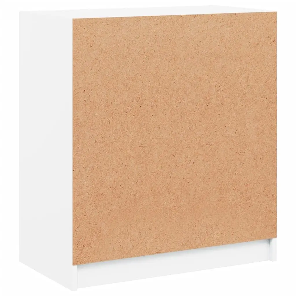Side Cabinet Glass Doors White Storage Cupboard 68x37x75.5cm Engineered Wood
