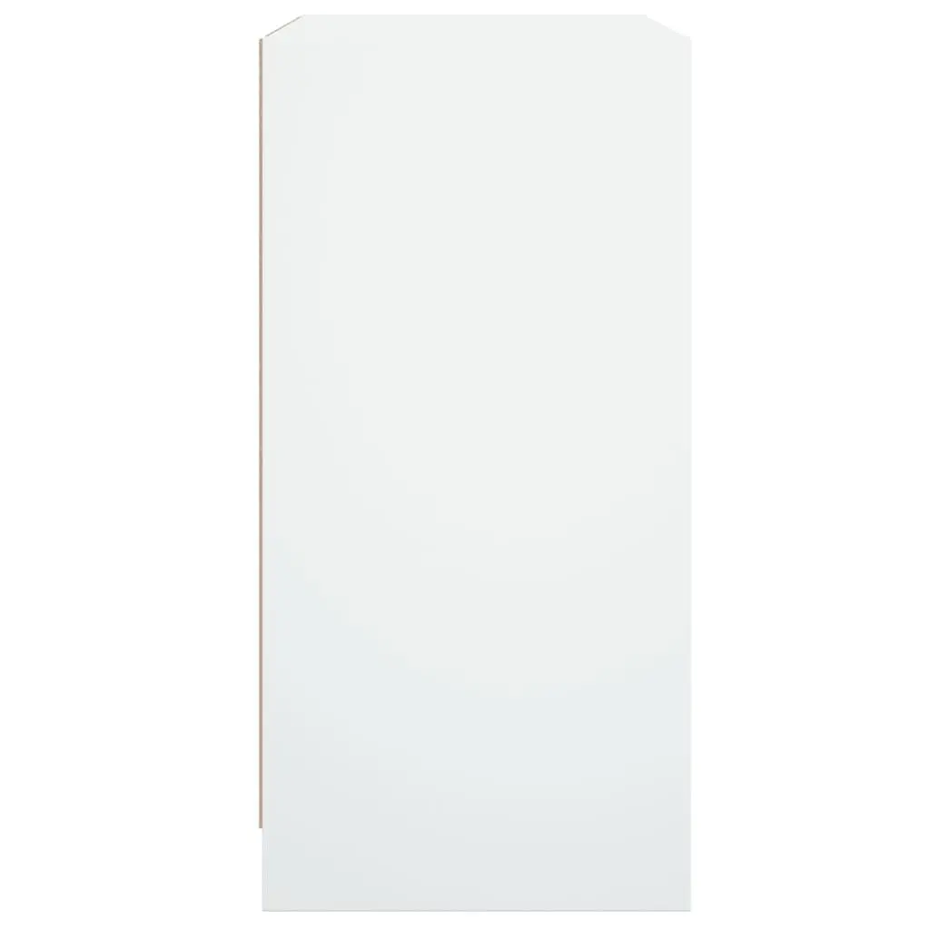 Side Cabinet Glass Doors White Storage Cupboard 68x37x75.5cm Engineered Wood