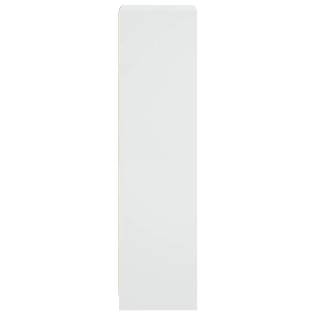 White Highboard Storage Cabinet with Glass Doors
