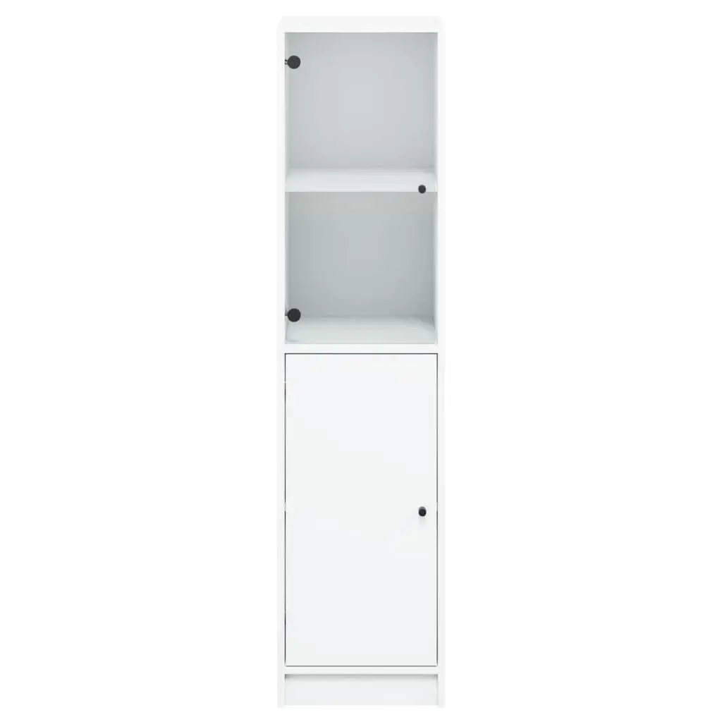 Highboard White Glass Door Storage Cabinet 35x37x142cm Engineered Wood