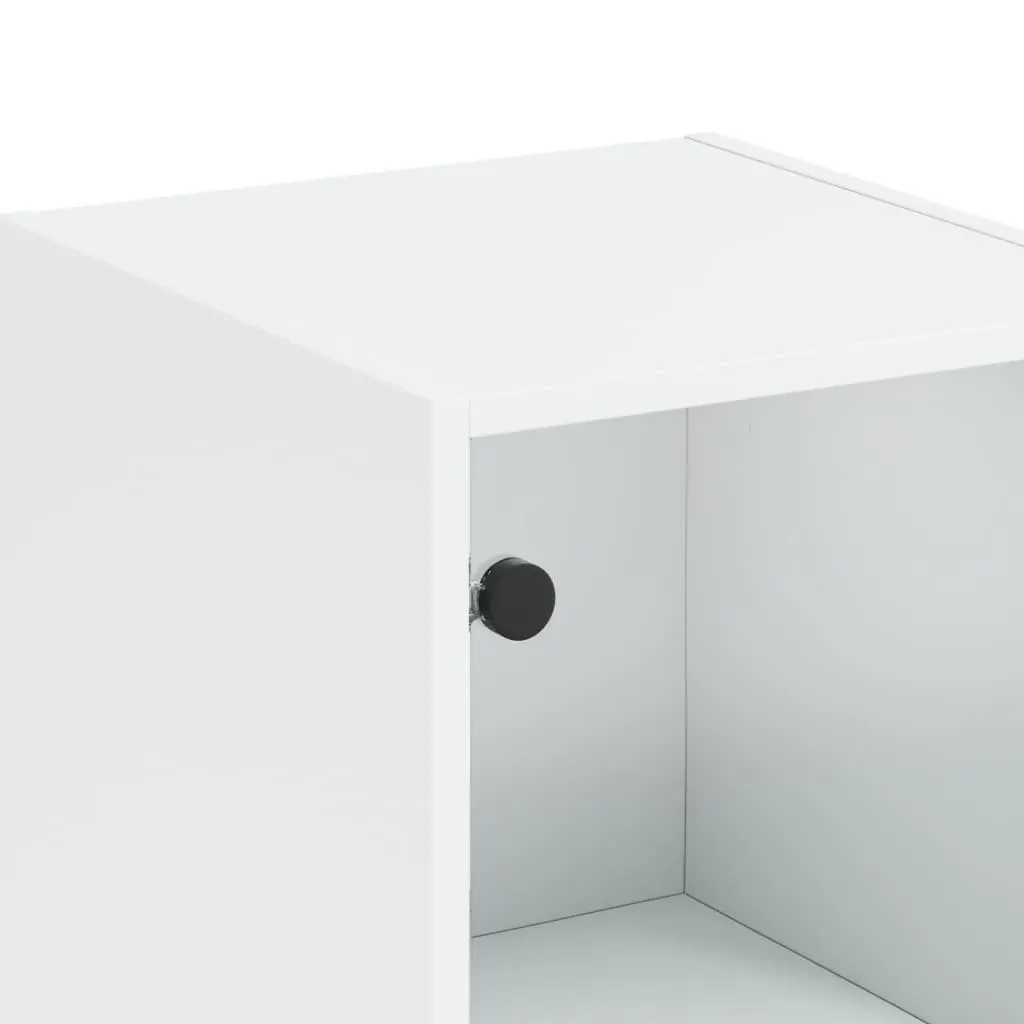 Highboard White Glass Door Storage Cabinet 35x37x142cm Engineered Wood
