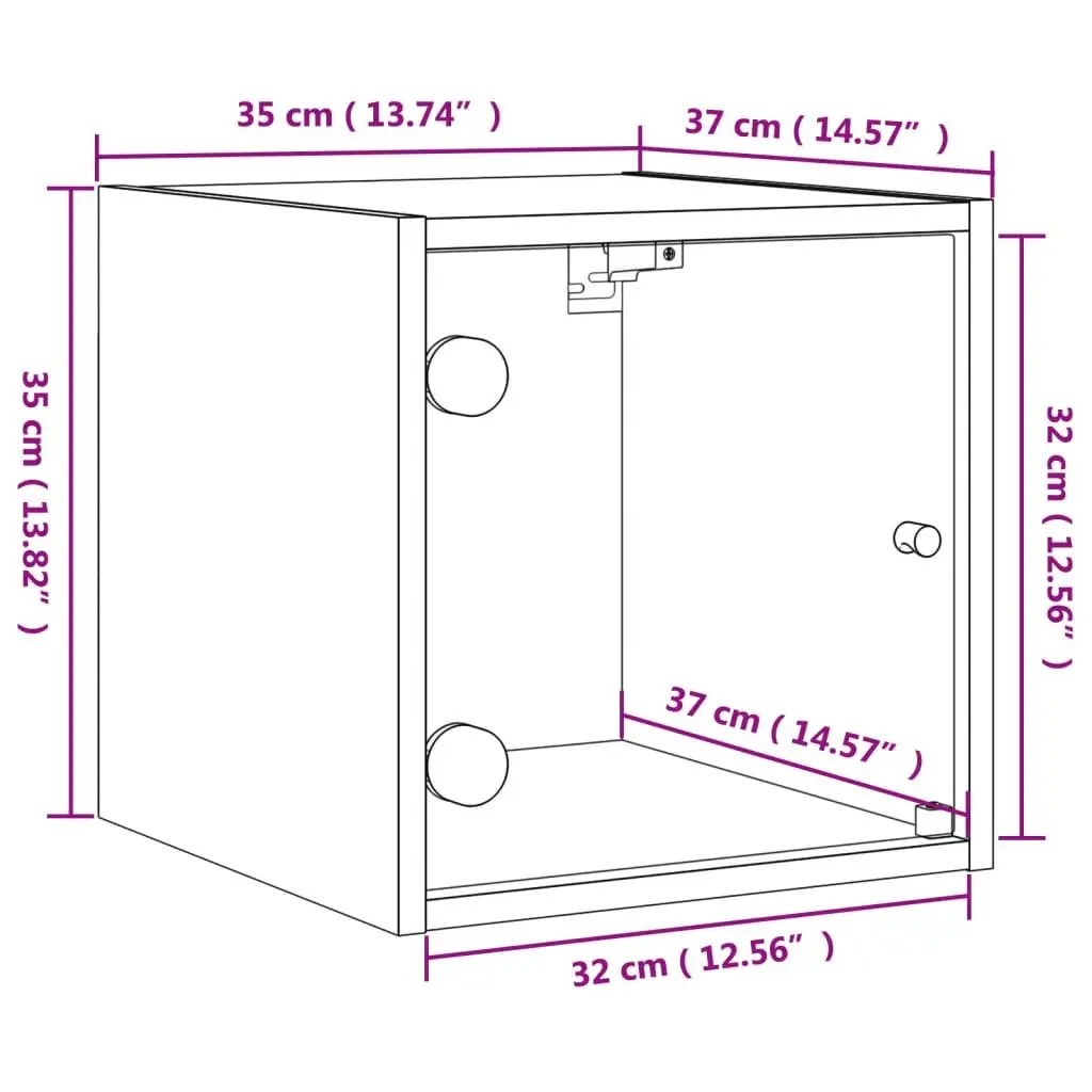 Bedside Cabinet Wall-Mounted Storage Organiser White 35x37x35cm Engineered Wood with Glass Doors 2 Piece
