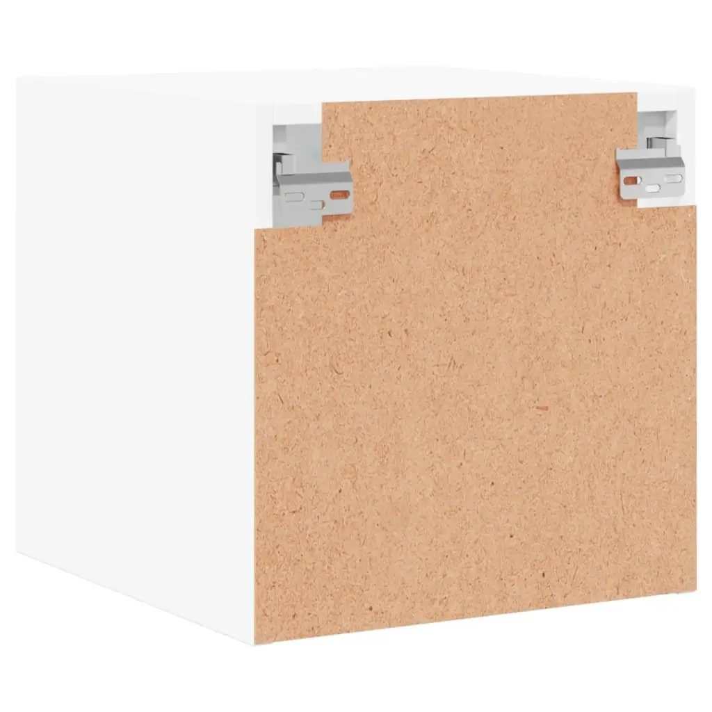 Bedside Cabinet Wall-Mounted Storage Organiser White 35x37x35cm Engineered Wood with Glass Doors 2 Piece