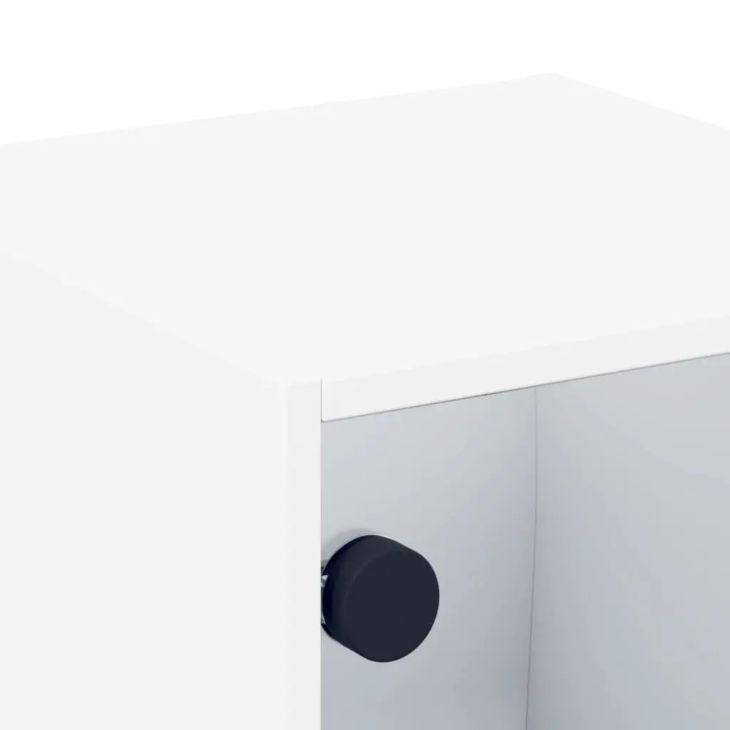 Bedside Cabinet Wall-Mounted Storage Organiser White 35x37x35cm Engineered Wood with Glass Doors 2 Piece