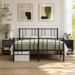 Elegant Black Bedside Cabinets with Glass Doors - 2 Pack