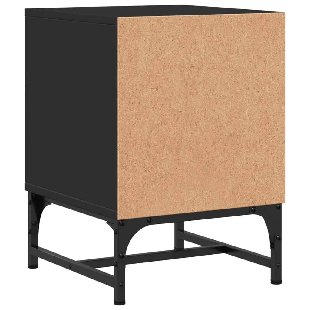 Bedside Cabinets Glass Doors 2 Piece Black Engineered Wood Storage Tables