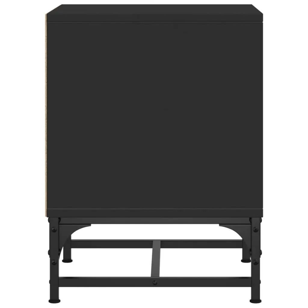 Bedside Cabinets Glass Doors 2 Piece Black Engineered Wood Storage Tables