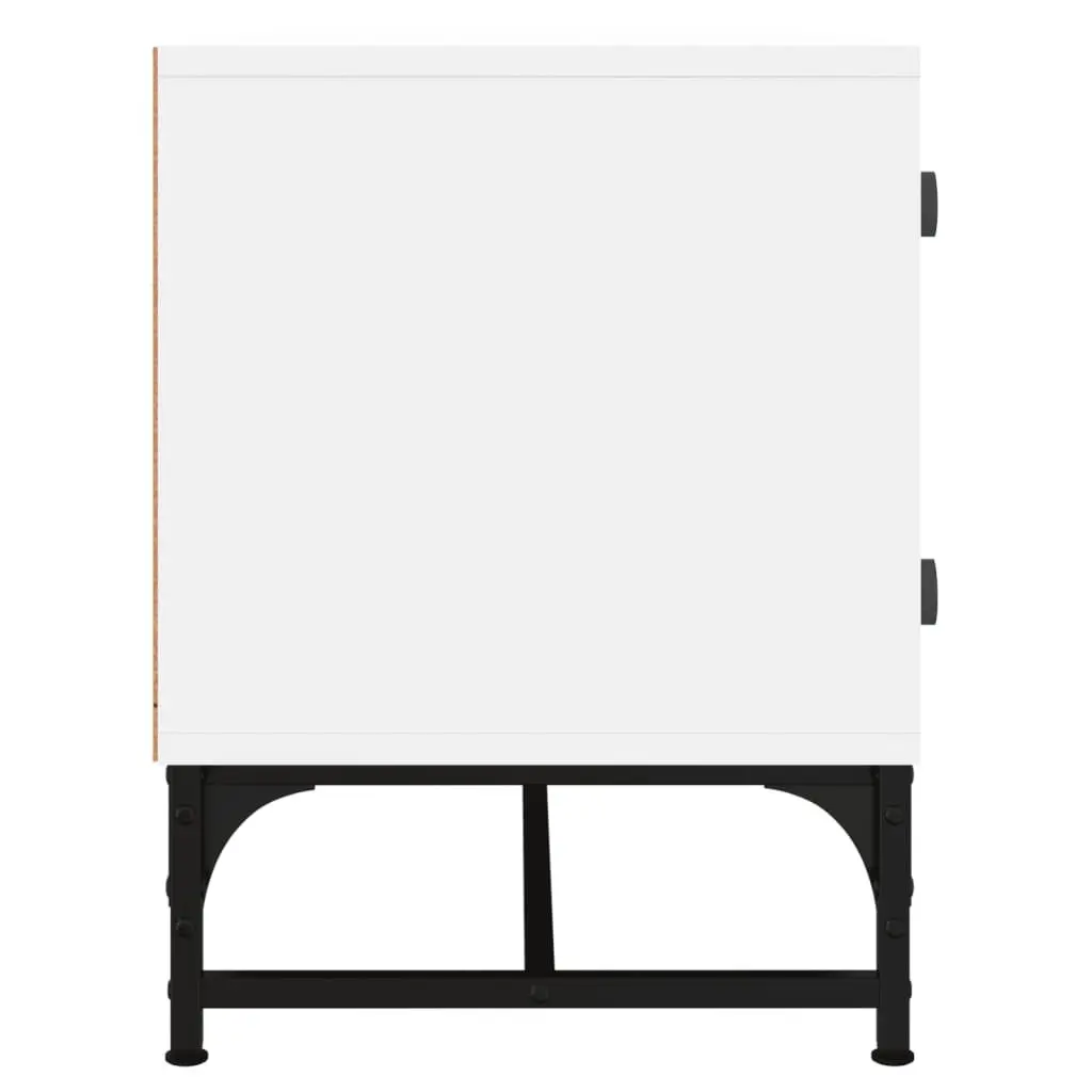 TV Cabinet White Engineered Wood Glass Doors Media Storage Unit 102 x 37 x 50 cm