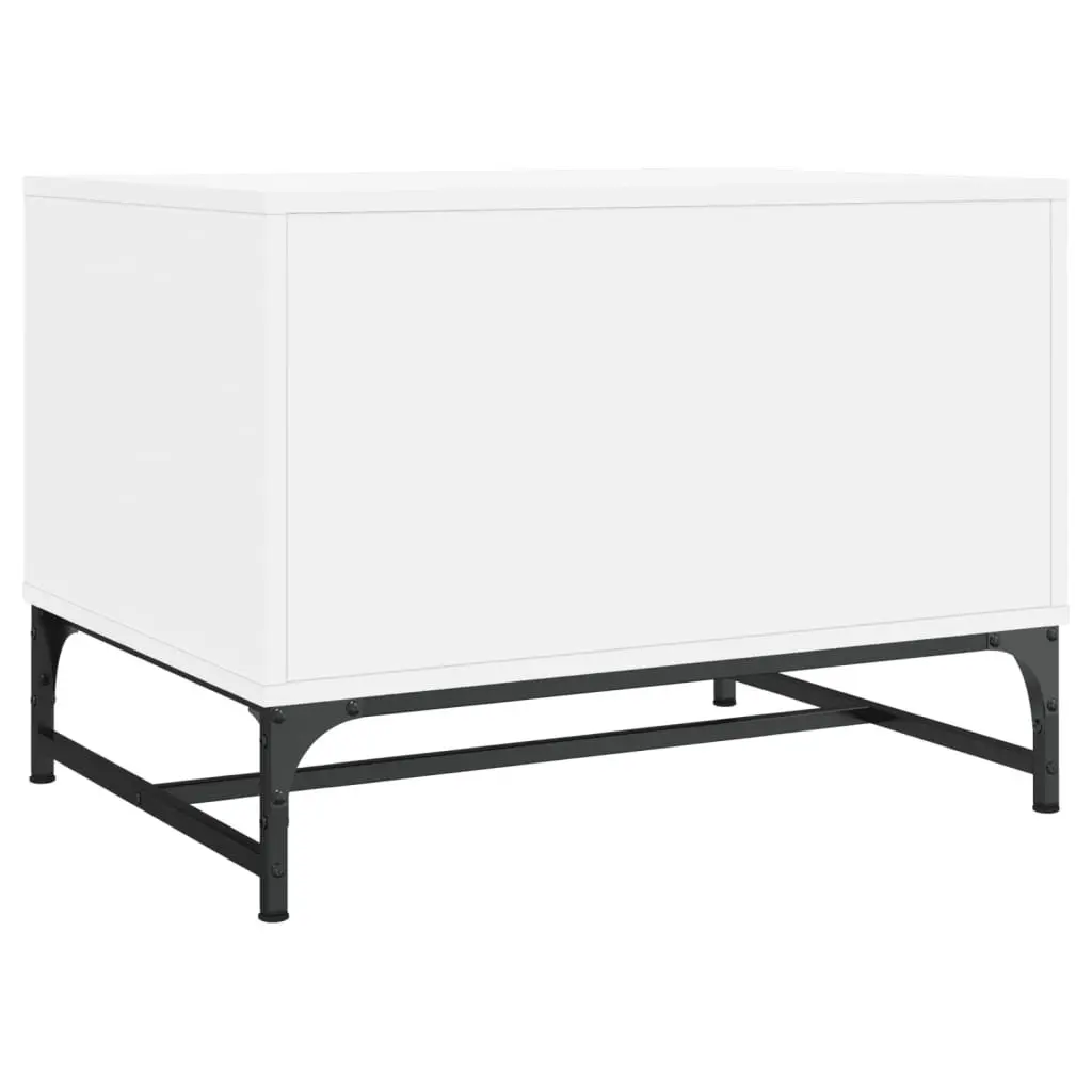 Coffee Table White Engineered Wood Glass Doors Storage Display Living Room