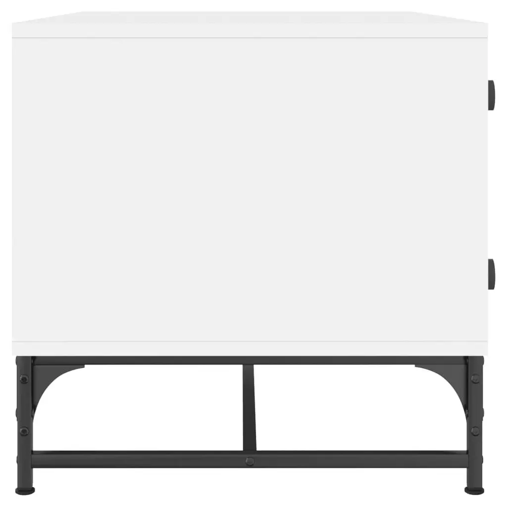 Coffee Table White Engineered Wood Glass Doors Storage Display Living Room