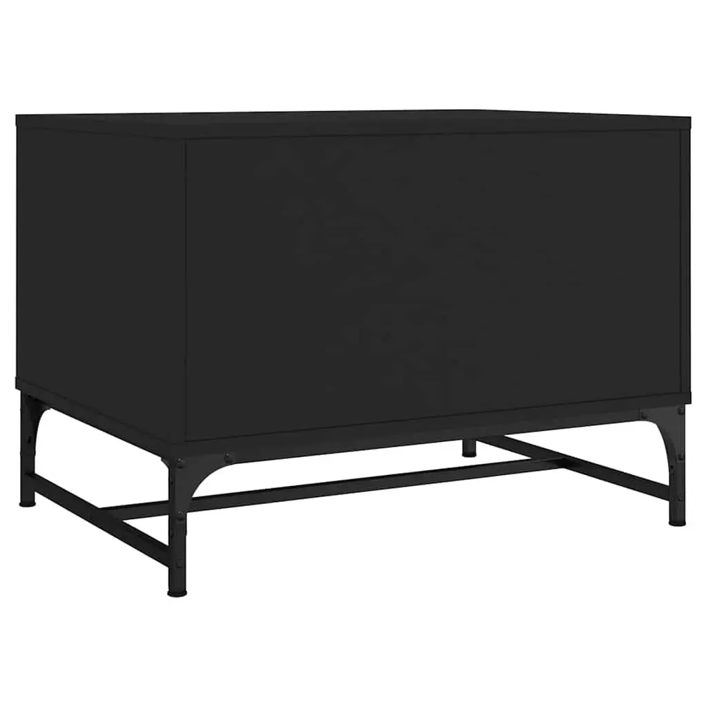 Coffee Table Black Engineered Wood 68.5 x 50 x 50 cm with Glass Doors Storage Display Living Room Furniture