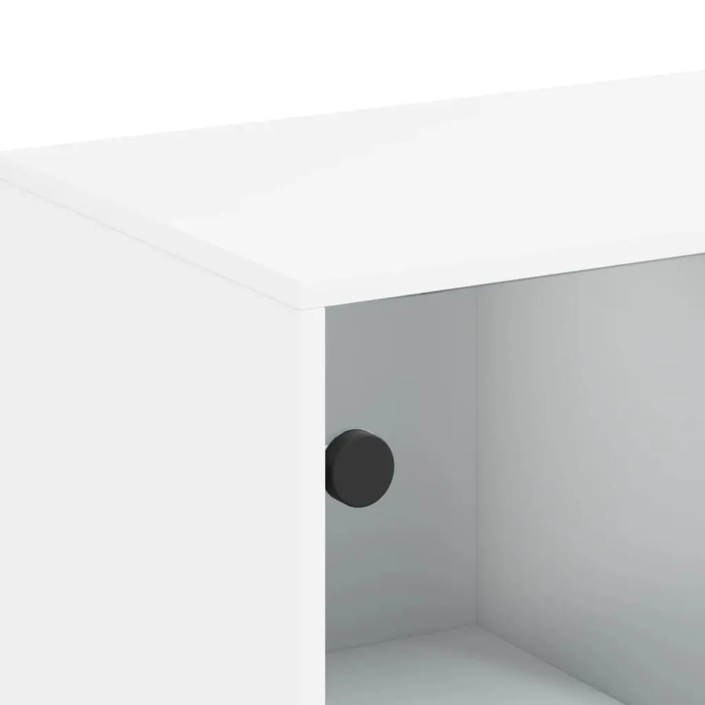 Side Cabinet with Glass Doors White Storage Furniture Buffet Sideboard Display