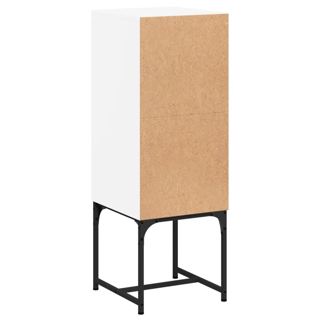 Side Cabinet White Storage Cupboard Glass Doors Engineered Wood 35W x 37D x 100H cm