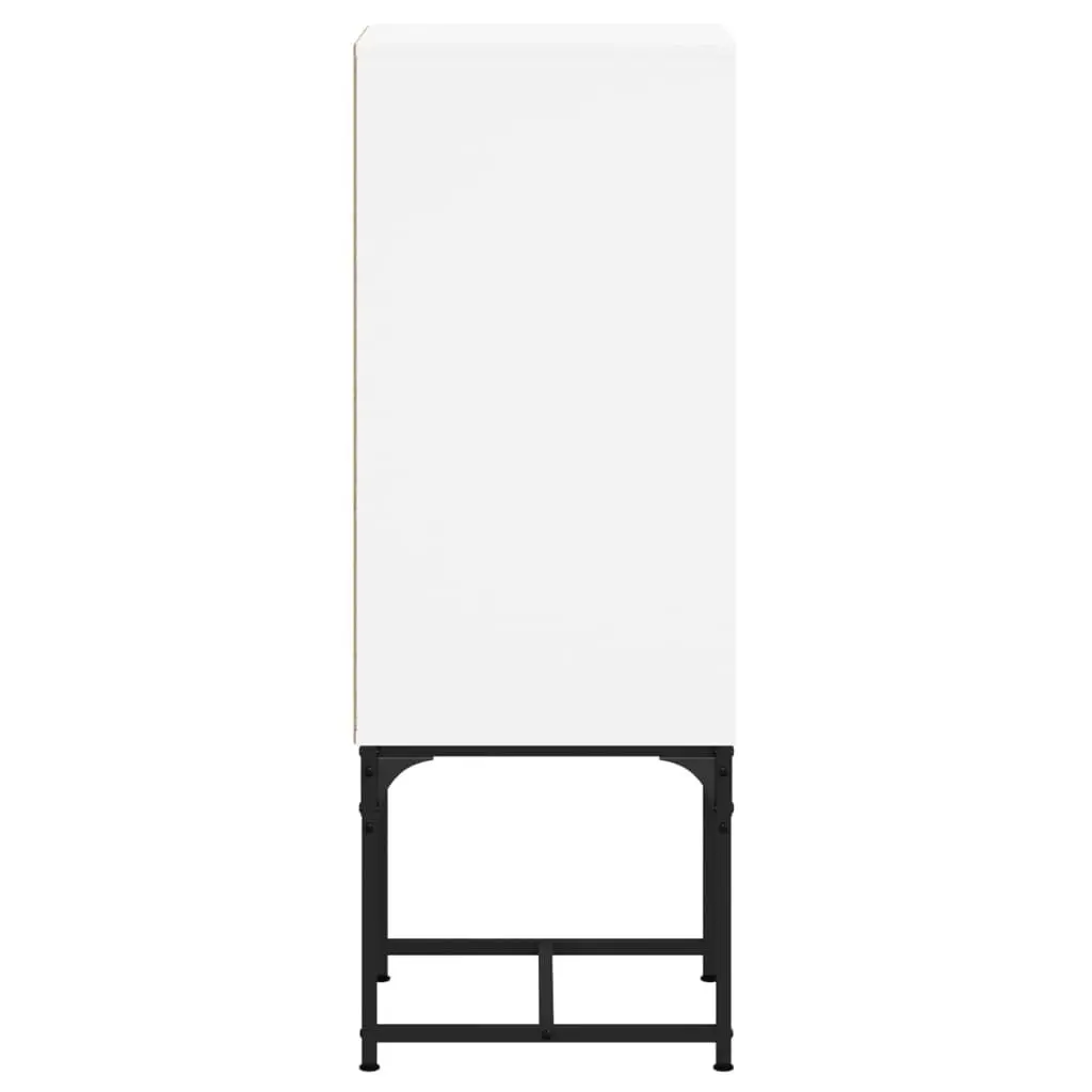 Side Cabinet White Storage Cupboard Glass Doors Engineered Wood 35W x 37D x 100H cm