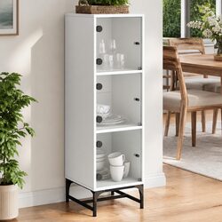 Elegant White Highboard Cabinet with Glass Doors 35x37x120cm