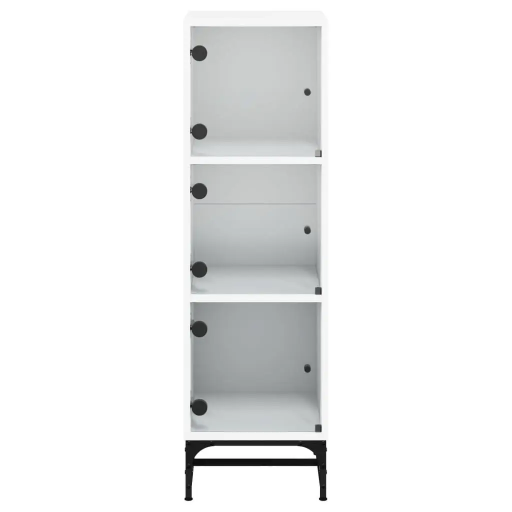 Highboard Cabinet White 35x37x120cm Engineered Wood with Glass Doors