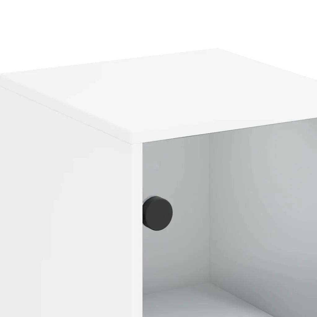 Highboard Cabinet White 35x37x120cm Engineered Wood with Glass Doors
