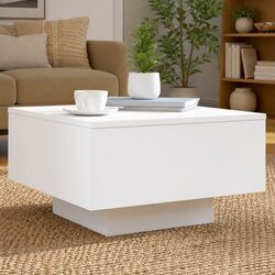 Modern White Coffee Table with RGB LED Lights