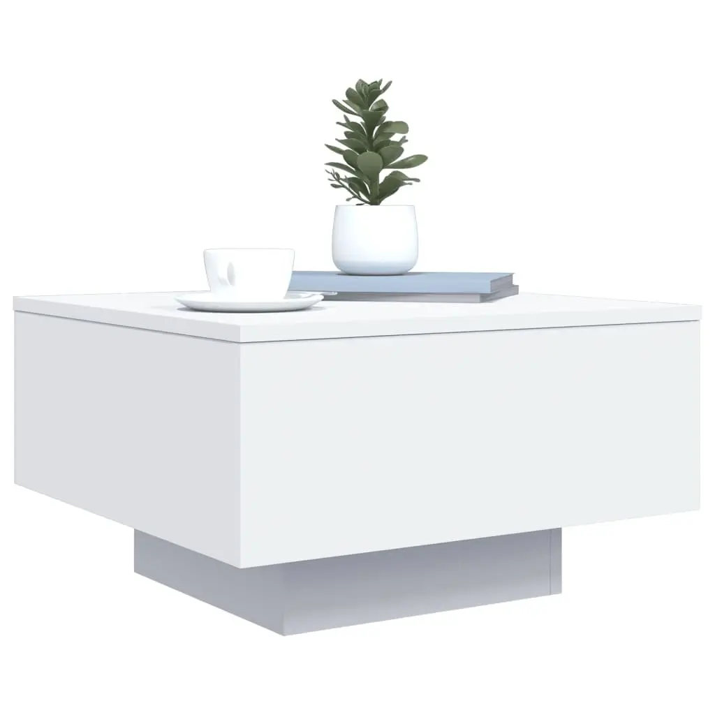 Coffee Table White Modern RGB LED Lights 55 x 55 x 31 cm Engineered Wood