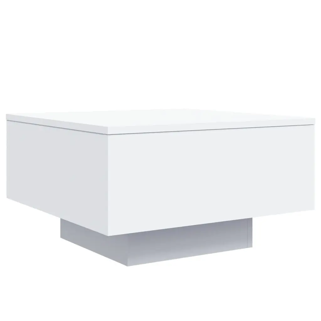 Coffee Table White Modern RGB LED Lights 55 x 55 x 31 cm Engineered Wood