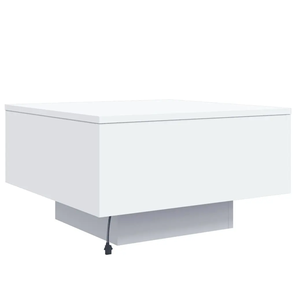 Coffee Table White Modern RGB LED Lights 55 x 55 x 31 cm Engineered Wood