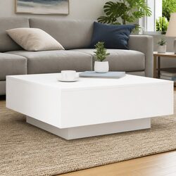 Modern White Coffee Table for Living Room 80x80x31cm