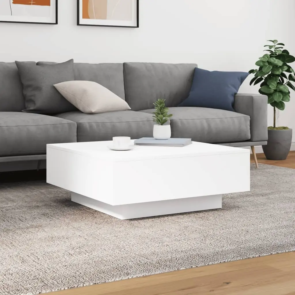 White Coffee Table for Living Room 80x80x31cm