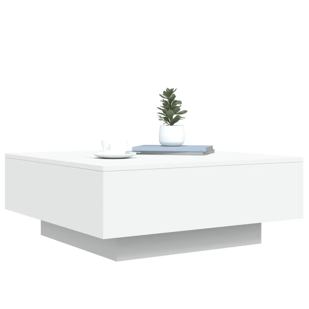 White Coffee Table for Living Room 80x80x31cm