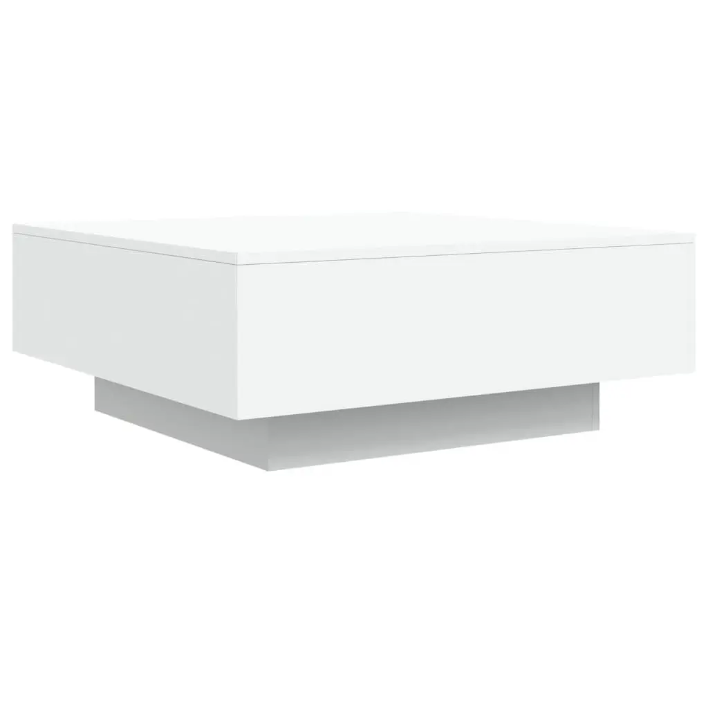 Modern Coffee Table with RGB LED Lights White Accent Living Room Furniture