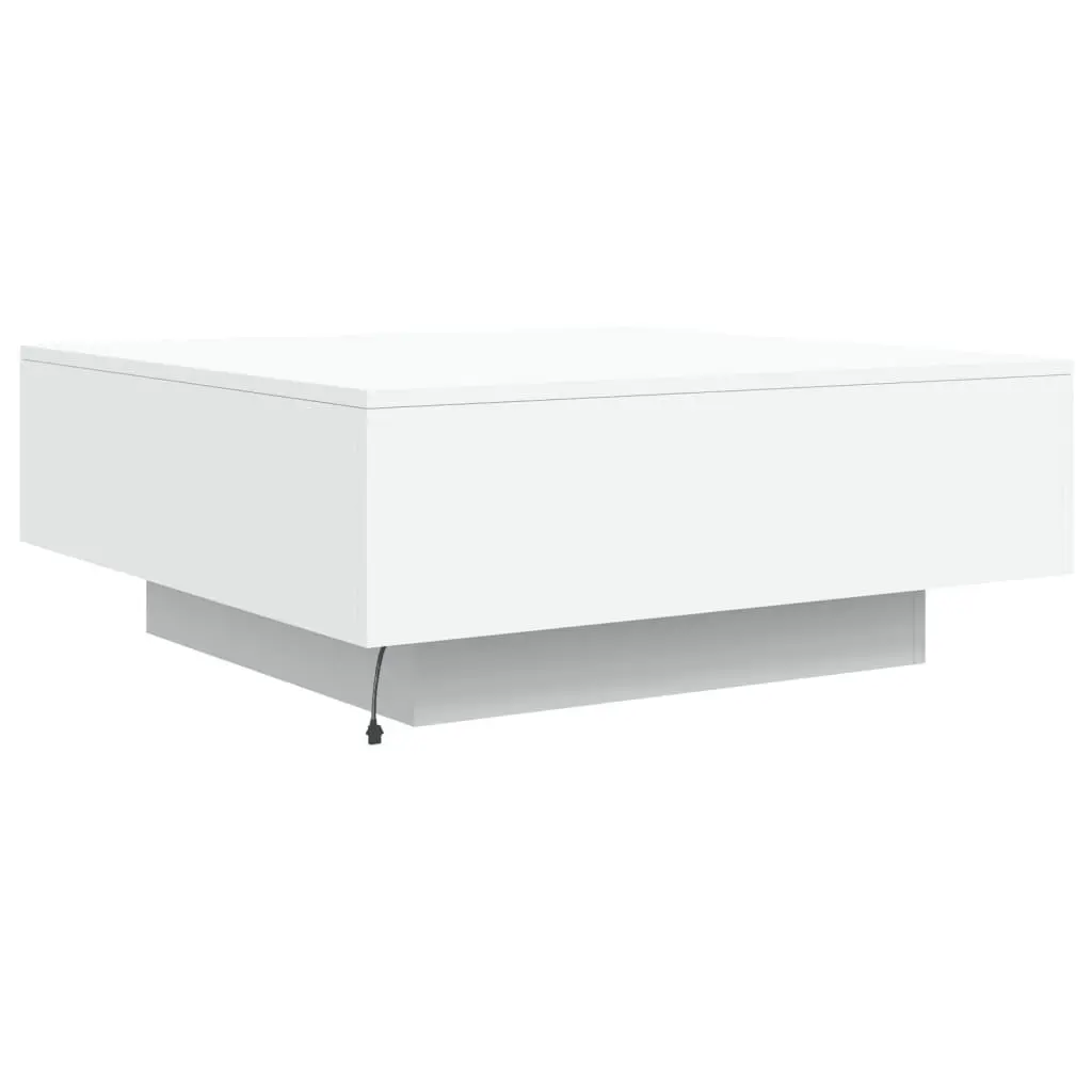 Modern Coffee Table with RGB LED Lights White Accent Living Room Furniture