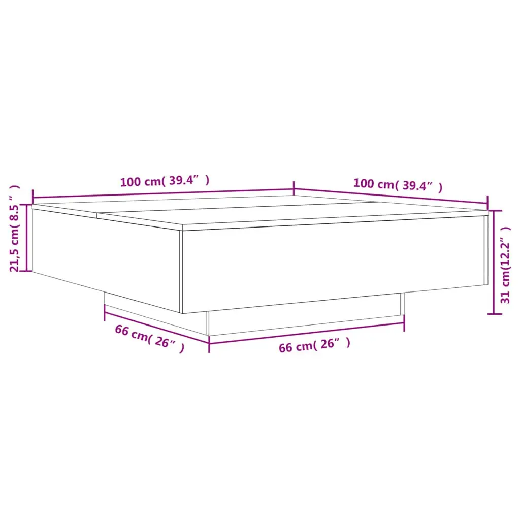 Coffee Table White Modern Living Room Accent Furniture Engineered Wood Side Tea