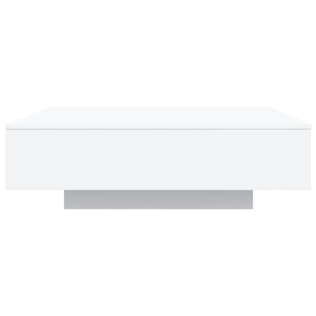 Modern Coffee Table with RGB LED Lights White Living Room Accent Furniture
