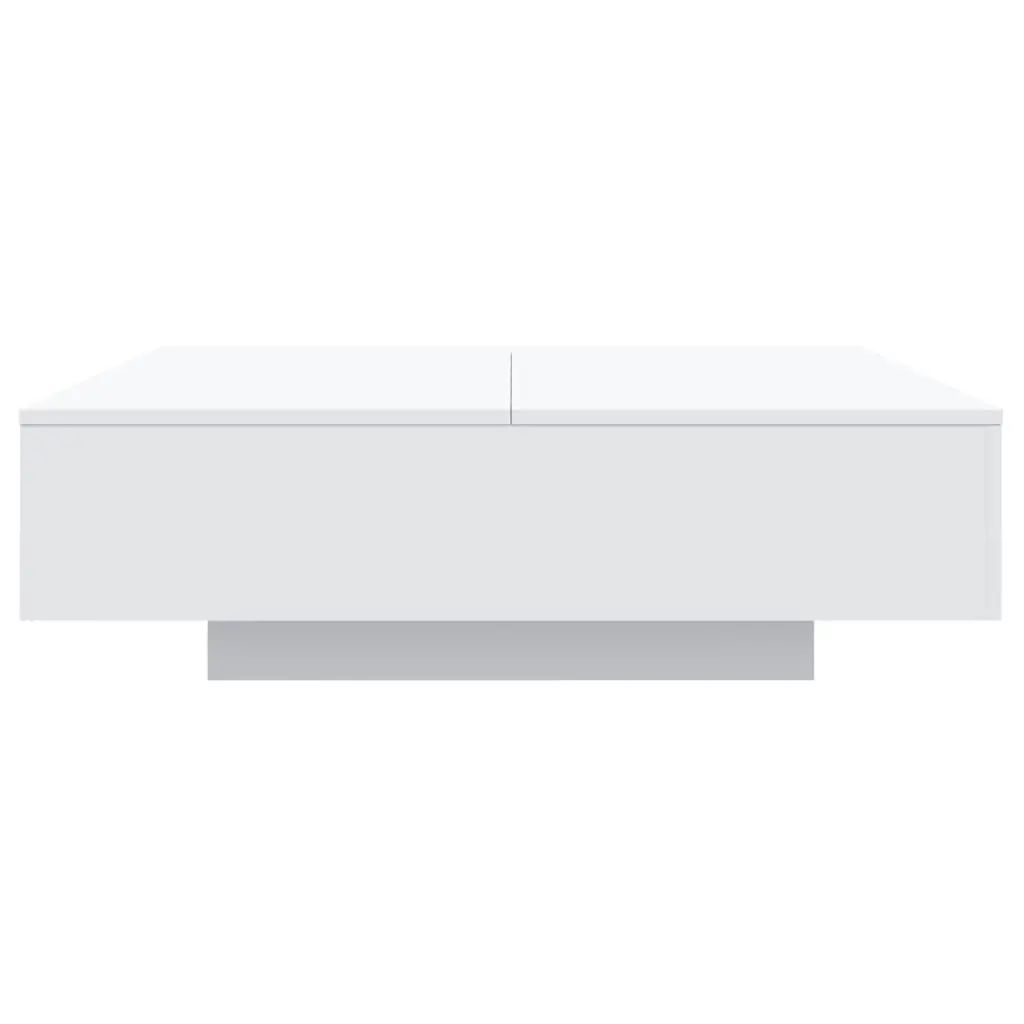 Modern Coffee Table with RGB LED Lights White Living Room Accent Furniture
