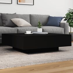 Coffee Table with RGB LED Lights Black Modern Living Room Accent Furniture