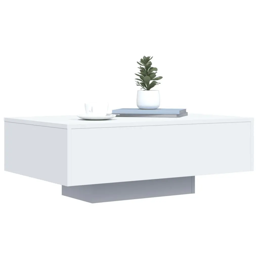 Coffee Table Modern White 85x55x31cm Engineered Wood with RGB LED Lights