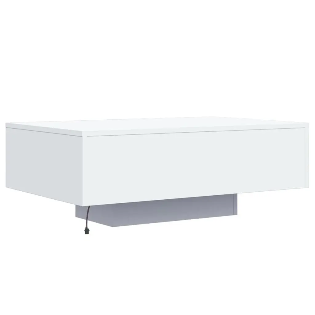 Coffee Table Modern White 85x55x31cm Engineered Wood with RGB LED Lights