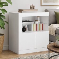 Elegant White Sideboard with RGB LED Lights