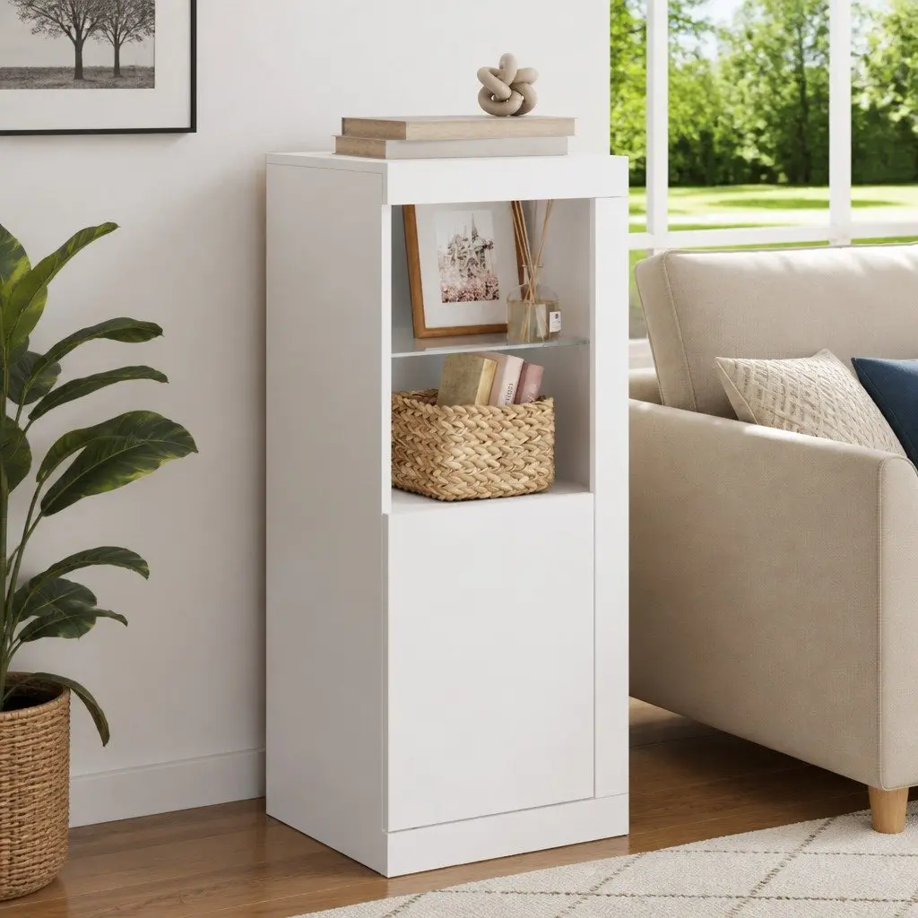 White Sideboard Cabinet with RGB LED Lighting
